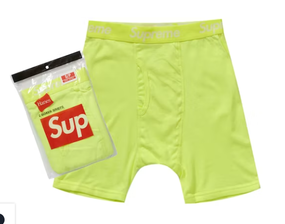 Hanes x Supreme Cueca Boxer Briefs 2 Pack Flourescent Yellow