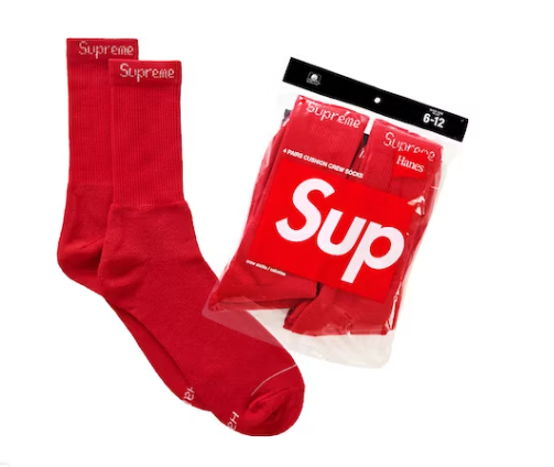 Meias Supreme Hanes (4 Pack) Vermelha Branca