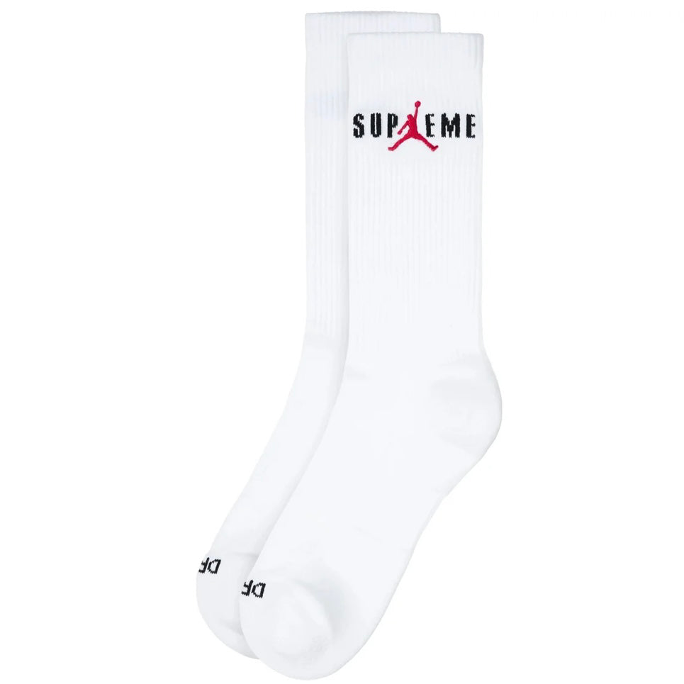 Supreme Jordan Crew Meia Branca/Preta 40.5-44