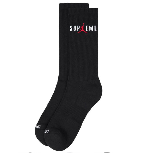 Supreme Jordan Crew Meia Branca/Preta 40.5-44