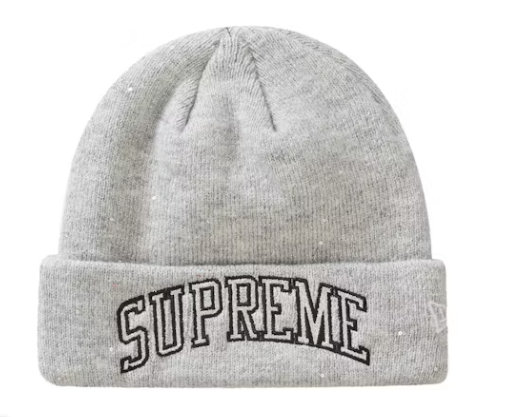 Supreme New Era Metallic Arc Beanie Grey